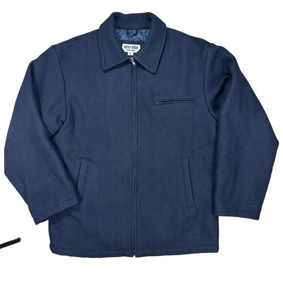 Vintage Delf USA Wool Blend Jacket Full Zip Navy Blue Men's Size XL Extra Large - Picture 1 of 8